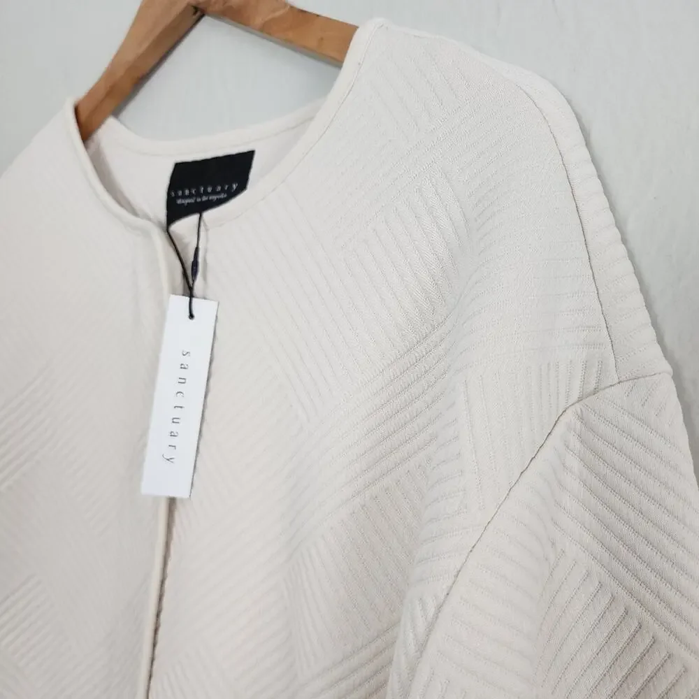 Sanctuary Paris Quilted Textured Knit Jacket Eco Natural Collarless NWT Small - Picture 8 of 14